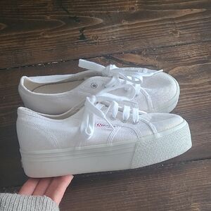 Plaform Superga White Sneakers Revolve